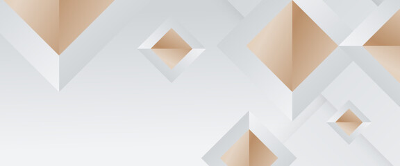 Poster - White and gold vector abstract banner with simple geometric shapes. For cover design, book design, poster, cd cover, flyer, website backgrounds or advertising