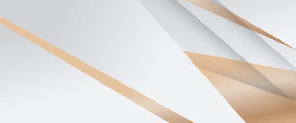 Poster - White and gold minimal geometric shape abstract banner. For business banner, formal backdrop, prestigious voucher, luxe invite, wallpaper and background