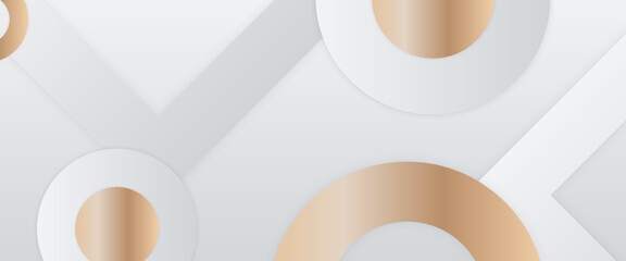 Poster - White and gold vector minimalist modern abstract banner with shapes. For website, banners, brochure, posters, flyer, card, and cover