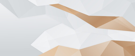 Poster - White and gold vector gradient abstract banner with shapes elements. For background presentation, background, wallpaper, banner, brochure, web layout, and cover