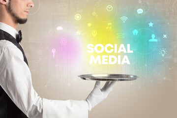 Poster - Waiter serving social networking