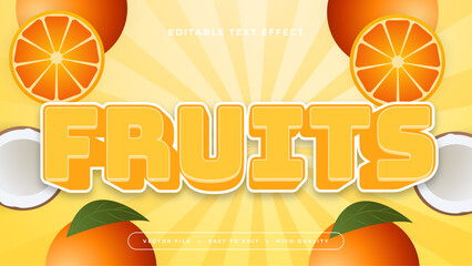 Wall Mural - Orange yellow and white fruits 3d editable text effect - font style