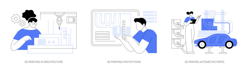Wall Mural - 3d printing in business isolated cartoon vector illustrations se