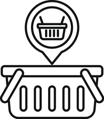 Poster - Online store basket icon outline vector. Sale virtual shop. Market order service