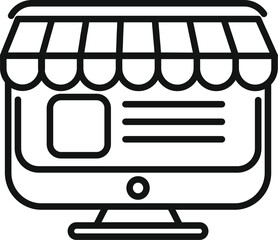 Sticker - Online store order icon outline vector. Social care gift. Computer delivery