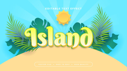 Wall Mural - Green yellow and blue island 3d editable text effect - font style