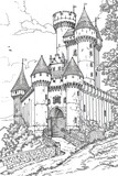 Fototapeta Paryż - Royal Castle coloring page with lots of details