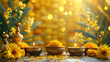 A conceptual image of Vishu celebrations, highlighting the cultural significance and joyous spirit of the festival through symbolic objects and decorations,ai
