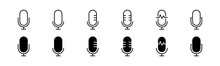 Outline Mic Icon Set. Set Of Glyph Microphone Vector. Line Mic Collection. Microphone Set