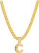 Eine goldene Halskette mit einem C als Monogramm Buchstaben aus Gold mit Diamanten