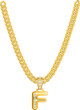Eine goldene Halskette mit einem F als Monogramm Buchstaben aus Gold mit Diamanten