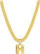 Eine goldene Halskette mit einem H als Monogramm Buchstaben aus Gold mit Diamanten