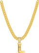Eine goldene Halskette mit dem Buchstaben L als Anhänger, der mit Diamanten besetzt ist