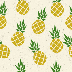 Poster - Pineapples on a light background. Vector pattern of pineapples. Simple and stylish repeating fruit pattern.