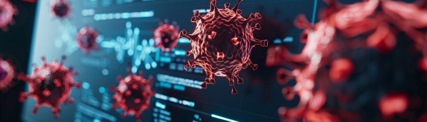 Poster - the computer screen displayed a warning about a potential cyber threat, prompting the antivirus soft