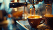 Close-Up of Coffee Being Added to Espresso Machine