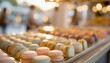 colorful macaroons which sell of shop abstract blur background