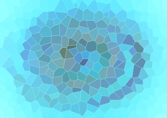Poster - Abstract vortex with blue and turquoise colors - graphic with effect of mosaic, stained glass, motion, 3D of concave, mixing colors and rotation. Topics: texture, pattern, computer art, background
