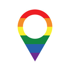 Wall Mural - lgbt rainbow flag colors location pin, map pin icon, lgbt-friendly place, vector illustration