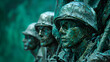  Off-center Up-close Bronze Sculpture of Soldiers