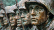  Off-center Up-close Bronze Sculpture of Soldiers