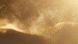 gold flow of smoke particles background with golden dust spray effect magic light of sparkles fluid or glitter and fragrance shimmer in stream wave