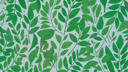 green leaves flying on a white background