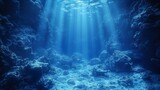 Fototapeta Do akwarium -  an underwater view of a coral reef with sunlight coming in from the water's surface and light coming in from the water's surface.