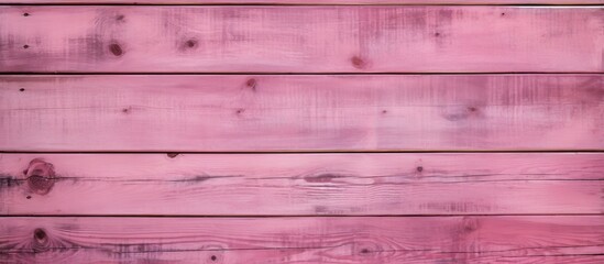 Wall Mural - A close up of a pink wooden wall made from hardwood with tints and shades of magenta, violet, and purple. The wood stain adds depth to the rectangle panels