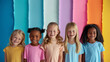 © Bnetto - Cheerful children of different ethnicities in diversity photo shoot on soft color background.