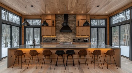  a kitchen filled with lots of counter top space next to a kitchen with a stove top oven and lots of counter top space.