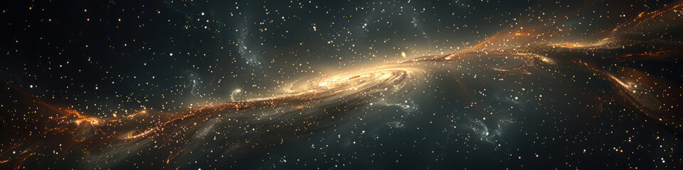 Wall Mural - golden spiraling galaxy in space