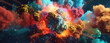 Explosive color burst in space simulation