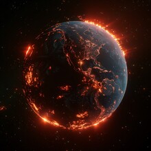 A Scorched Earth From Space Fiery Red And Smoldering A Victim Of Unchecked Environmental Neglect