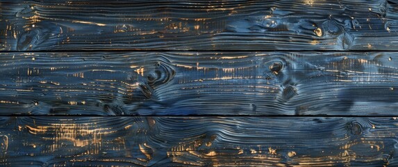 Texture of an old wooden board with grain and a rough surface. Abstract blue background, wood texture, painted with oil paints in the style of rough brush strokes, dark blue color, top view. 
