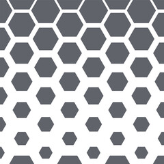 Halftone honeycomb pattern vector illustration. Geometric seamless pattern on isolated background. Hexagon decrease sign concept.