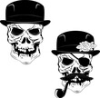 smoking skull with a mustache and a hat. Death day. Vector illustration.
