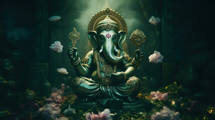 Lord Ganesha, the celebration of Ganesh. Generative AI