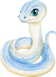 Hand Drawn Watercolor Illustration Of Cute Cartoon Snake
