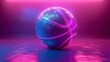 © Nataliia - Basketball ball with glowing lines on colorful blue and pink neon light background. Futuristic sport concept. 3d rendering