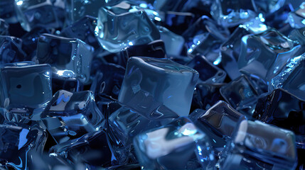 Wall Mural - ice cubes on blue background