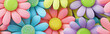 Background, banner of multi-colored flowers in 3D style