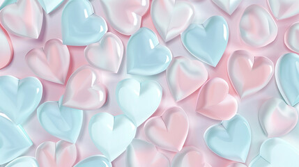 Poster - Pink and blue hearts on a white background