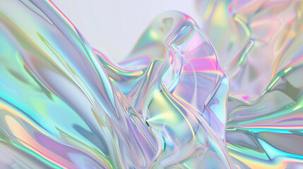 Poster - abstract 3d background with colorful iridescence waves
