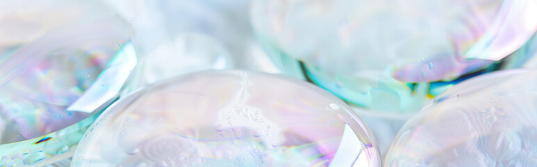 Poster - Abstract background. Bubbles with rainbow color on a white background.