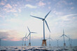 Majestic Offshore Wind Turbines Captured at Dusk, Symbolizing Renewable Energy
