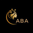 ABA letter logo. beauty icon for parlor and saloon yellow image on black background. ABA Monogram logo design for entrepreneur and business. ABA best icon.	
