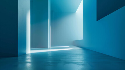 Leinwandbilder - Modern blue minimalist interior with sunlight
