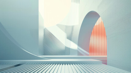 Fototapete - Modern abstract interior with geometric design