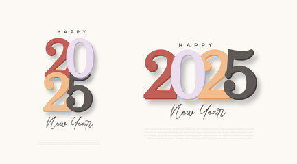 Sticker - Classic number style with a touch of soft color. New Year 2025 design for poster, calendar and social media post design needs.